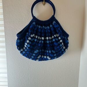 Handcrafted Blue Crochet Bag tote bag shopper